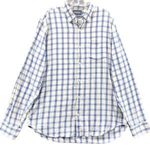 Bonobos Shirt Men's XL White Blue Check Button Up Long Sleeve Slim Preppy Casual